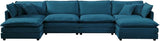 Chenille U-Shaped Modular Sectional Couch, Modern Comfy 3 Seater Deep Seat Cloud