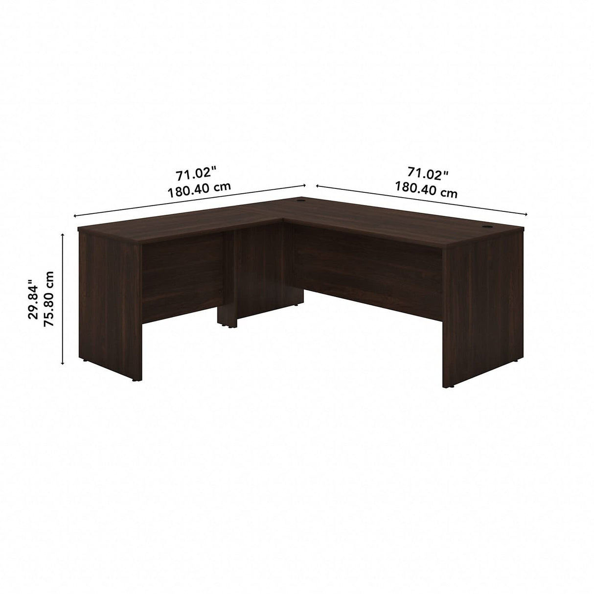 Studio C 72W x 30D L Shaped Desk with 42W Return in Black Walnut