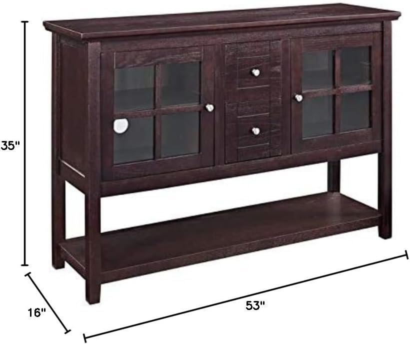 Charlotte Classic Glass Door Storage Buffet, 52 Inch, Espresso