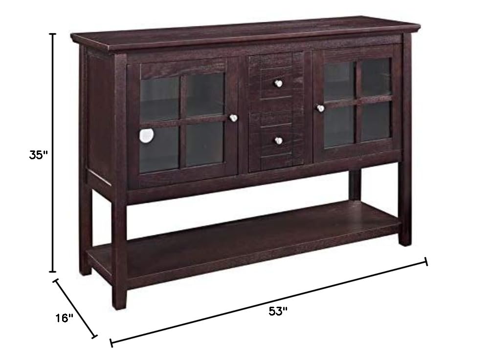 Charlotte Classic Glass Door Storage Buffet, 52 Inch, Espresso