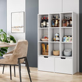 9 Cube Storage Organizer with Drawers, White Tall Bookshelf with Storage