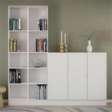 5 Shelf Narrow Contemporary Bookcase in White