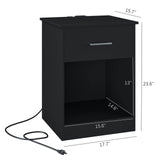 2 Nightstand with Charging Station and USB Ports & Power Outlets, Wooden End Table