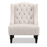 BELLEZE Modern Wingback Accent Chair, Tufted Velvet Living Room High Back Chair with Thick Padded Cushioned Seats & Wood Legs, Victorian Chesterfield Style - Hyde (Cream)