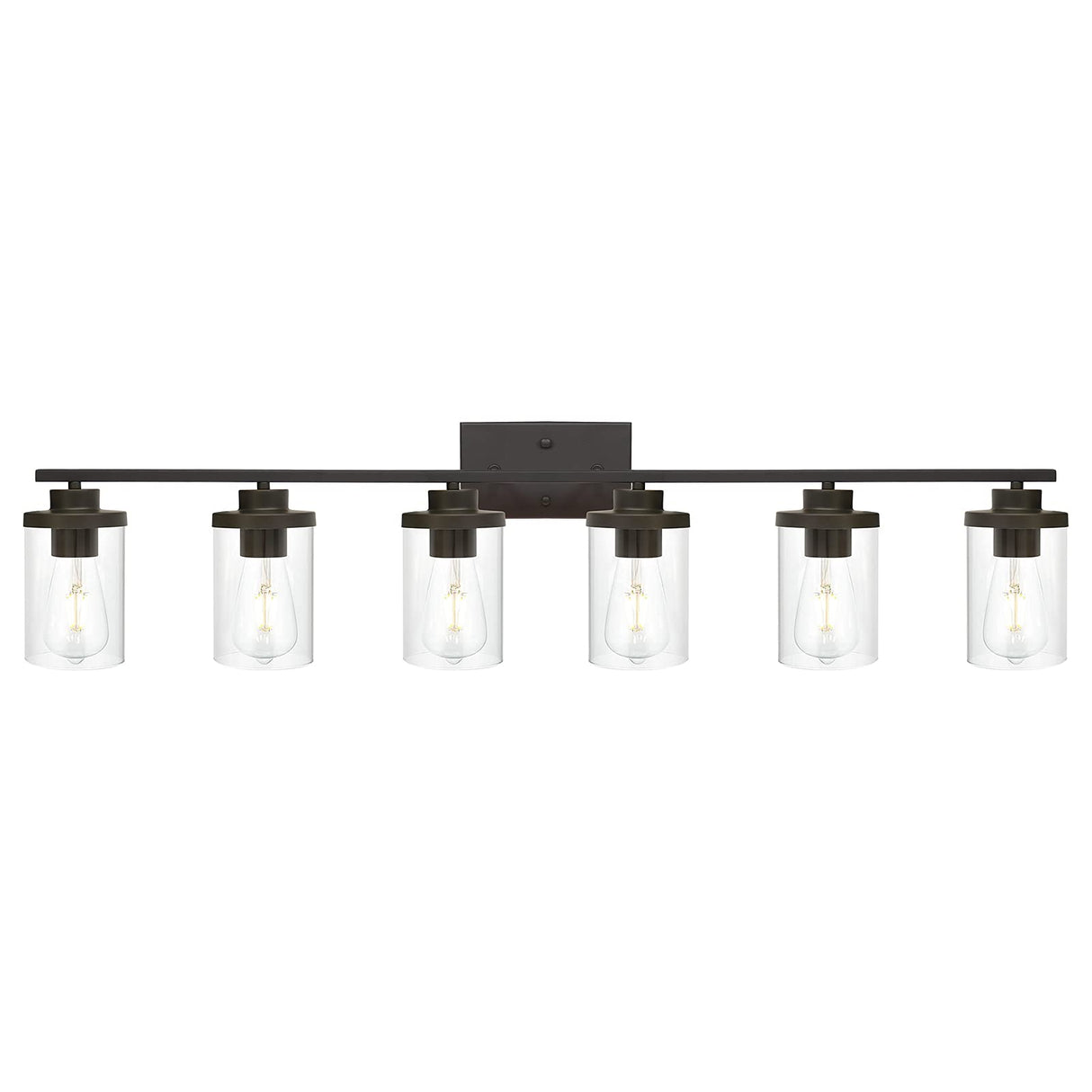 Farmhouse Vanity Lighting Fixtures Oil Rubbed Bronze 6 Light with Glass Shade Bathroom Light