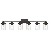 Farmhouse Vanity Lighting Fixtures Oil Rubbed Bronze 6 Light with Glass Shade Bathroom Light