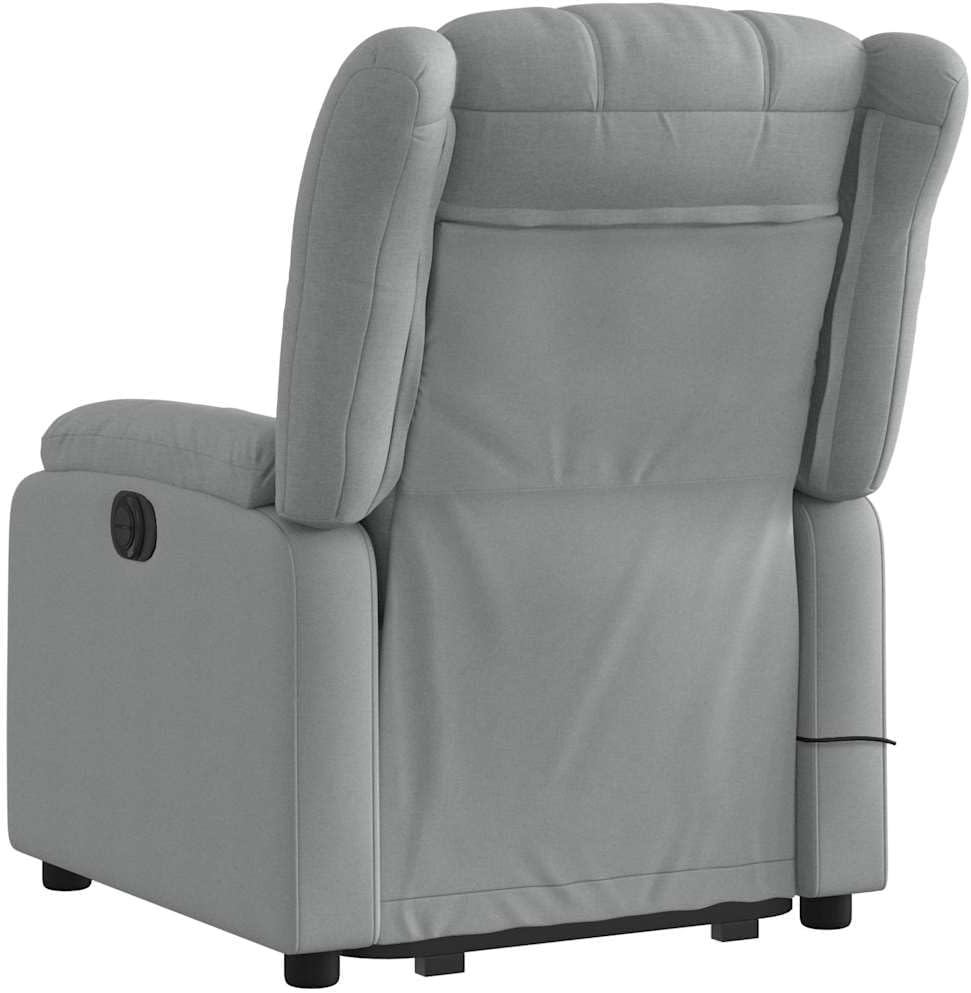 Up Power Lift Armchair - Light Gray Massage Recliner - Manual Adjust, Vibration Function, Fabric, Solid Frame