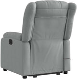 Up Power Lift Armchair - Light Gray Massage Recliner - Manual Adjust, Vibration Function, Fabric, Solid Frame