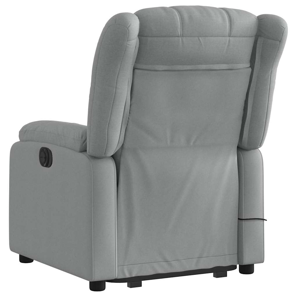 Up Power Lift Armchair - Light Gray Massage Recliner - Manual Adjust, Vibration Function, Fabric, Solid Frame