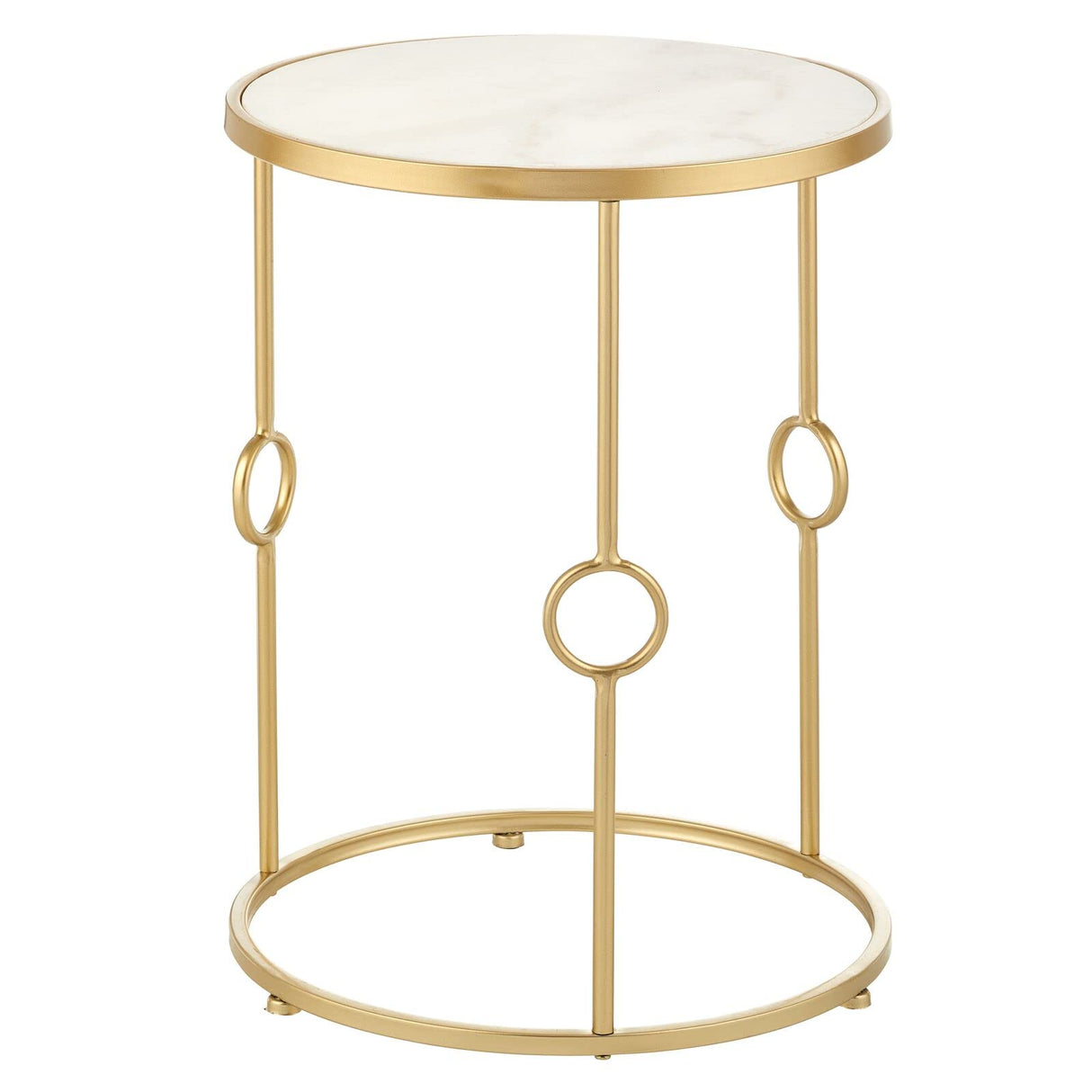 Round Metal Side/End Table with Decorative Legs, in-Lay Top