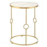 Round Metal Side/End Table with Decorative Legs, in-Lay Top