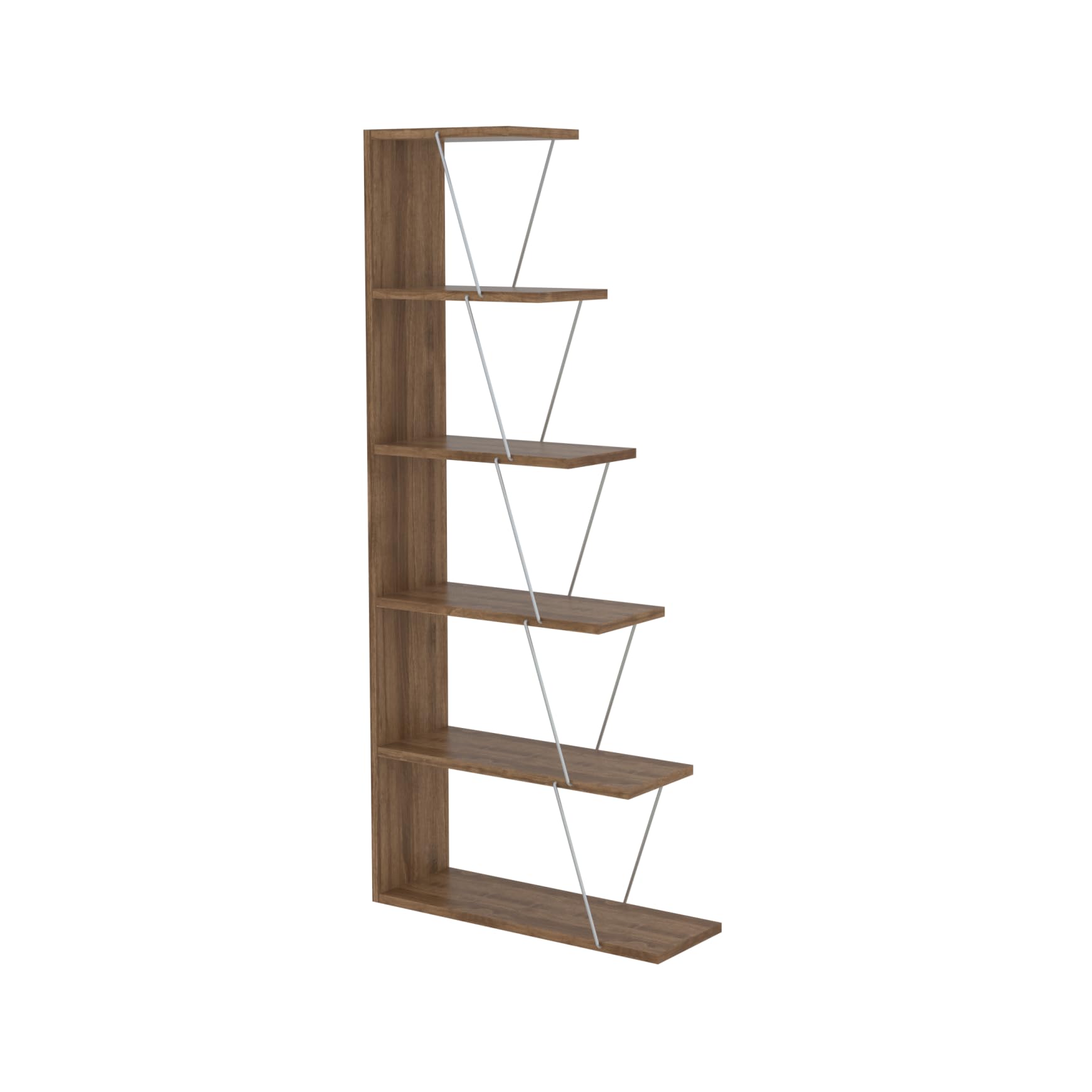 Bookshelf, 5-Tier Bookcase, Narrow Storage Rack Shelf, Tall Ladder Shelf Organizer