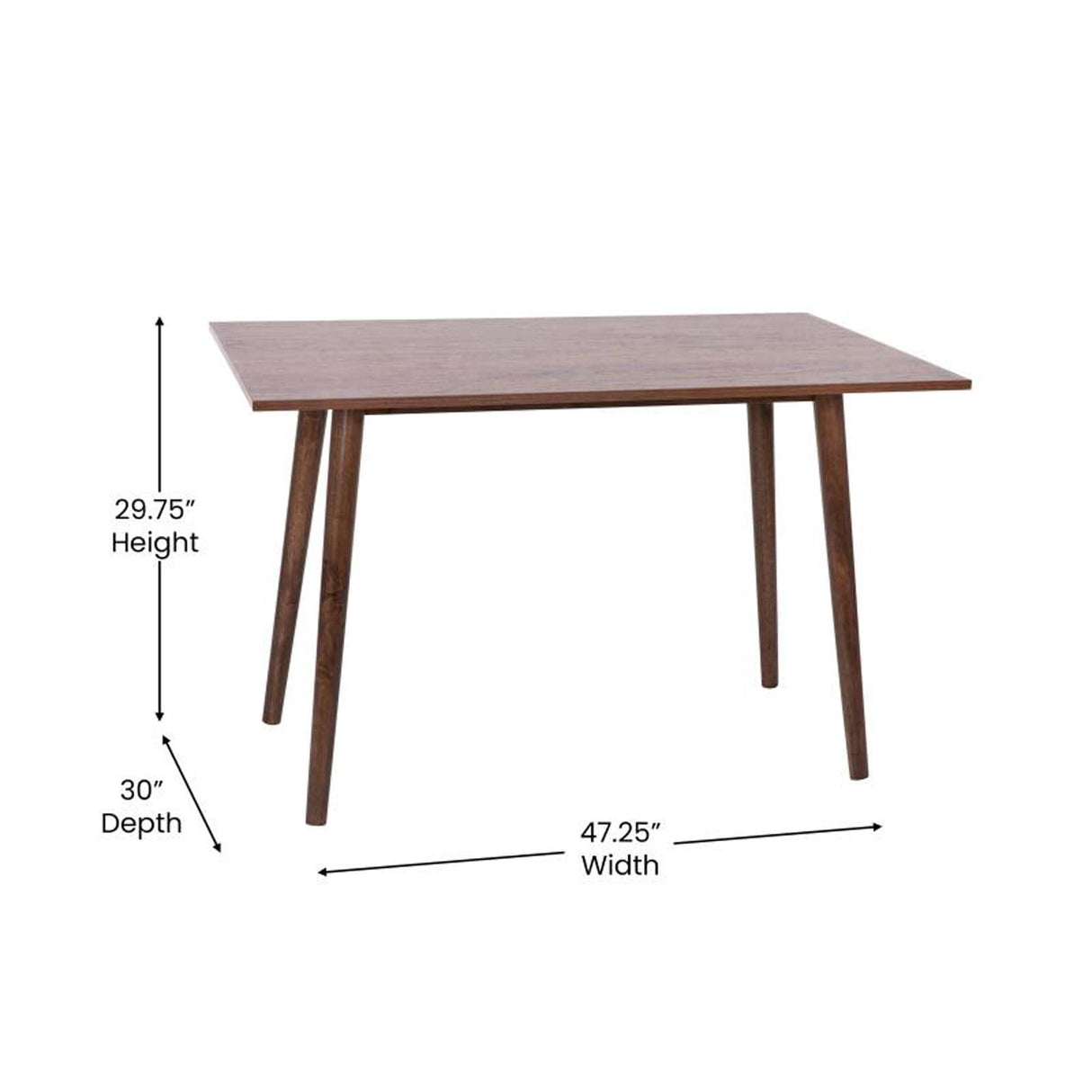 Hatfield Mid-Century Modern Dining Table - Dark Walnut Engineered Wood Kitchen Table