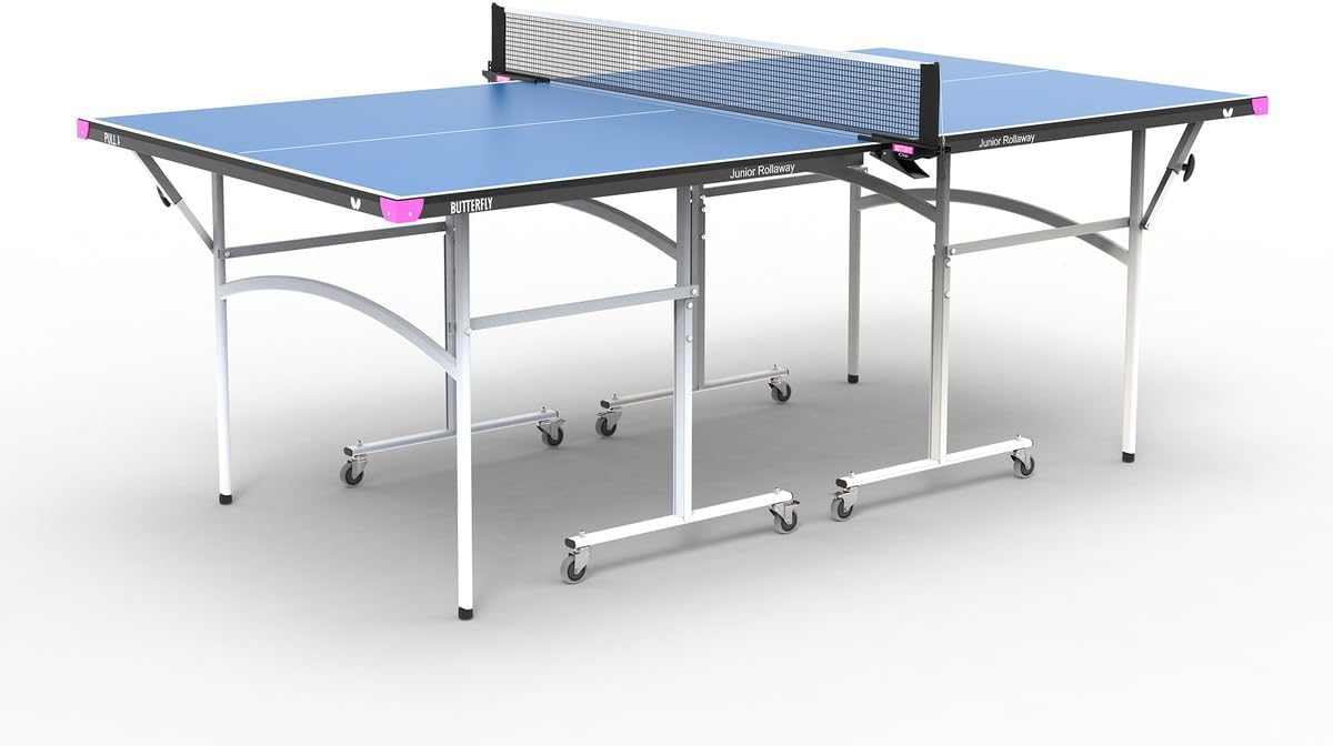 Junior Ping Pong Stationary and Rollaway Tables - 3/4 Size Table Tennis Table - Space Saver Game Table
