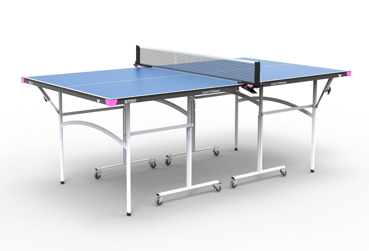 Junior Ping Pong Stationary and Rollaway Tables - 3/4 Size Table Tennis Table - Space Saver Game Table