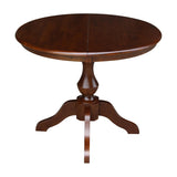 International Concepts 36" Round Top Pedestal Table with 12" Leaf-28.9" H-Dining Height,