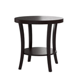 Perth Contemporary Round End Table with Shelf, Espresso