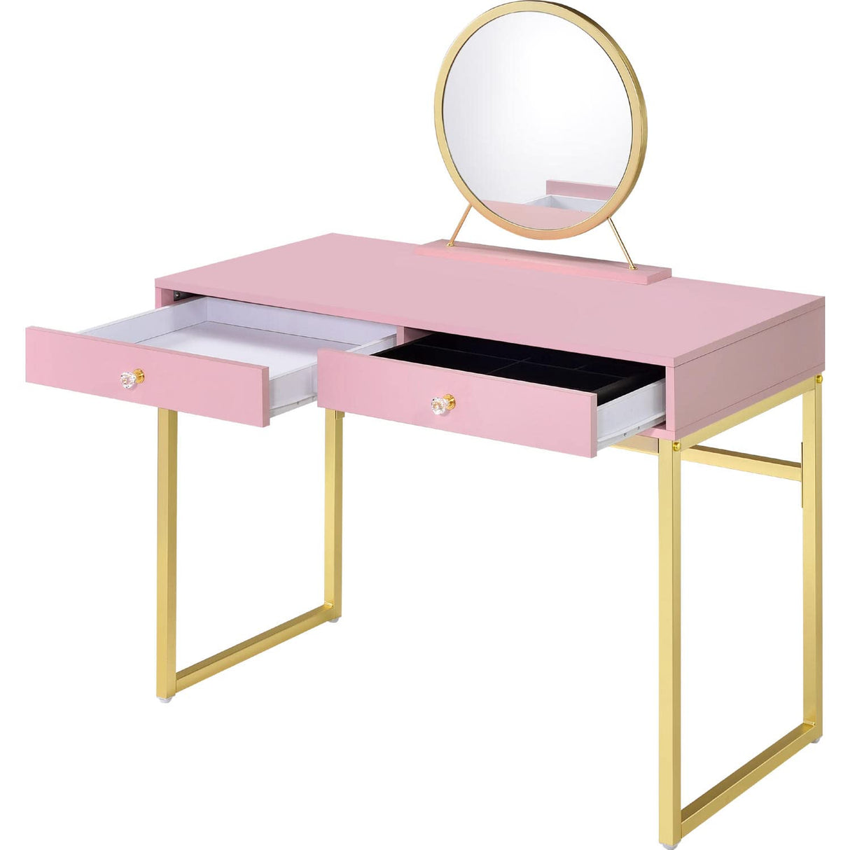 Base Vanity Set with 2 Drawers in Pink and Gold