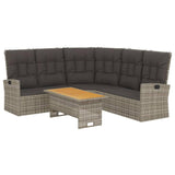 2 Piece Patio Lounge Set, Grey Poly Rattan with Cushions - Durable
