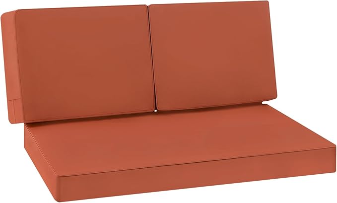 Outdoor Loveseat Cushion Set 46 x 26 Inch Waterproof & 3-Year Fade Resistant Patio Furniture Cushions with Removable Cover, Ties and Hidden Zipper for Sofa Bench Couch Pads Set of 3, Blue