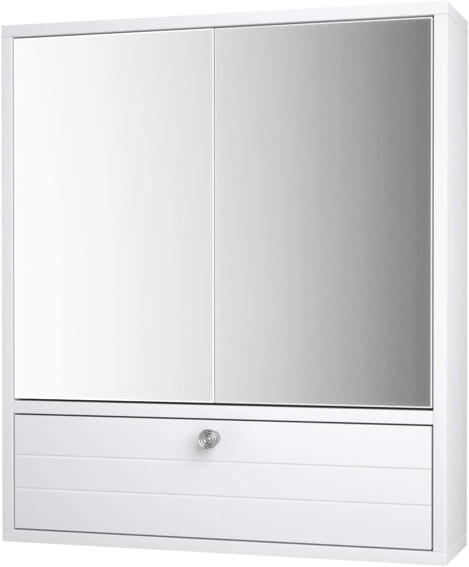 Bathroom Medicine Cabinet, Wall Mounted Cabinet with Double Mirror Door