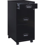 Lorell 17427 3-Drawer Mobile File Cabinet, 18", 21.80" L x 18.00" W x 33.10" H, Black