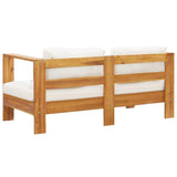 Patio Sofa with Cushion 55.1" Solid Acacia Wood Cream White