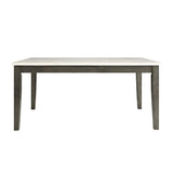 Benjara Benzara Wooden Dining Table with Marble Top, White and Gray