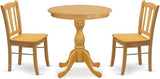 Eden 3 Piece Dinette Set for Small Spaces Contains a Round Table with Pedestal and 2 Dining Room Chairs