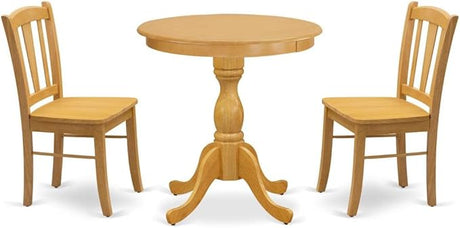 Eden 3 Piece Dinette Set for Small Spaces Contains a Round Table with Pedestal and 2 Dining Room Chairs