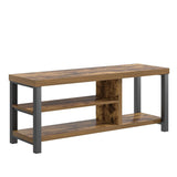 Modern Wood Storage Bench for Entryway Hallway, Industrial Indoor Shoe Rack Bench Seat for Living Room Bedroom,