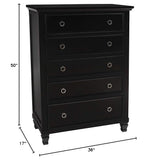 New Classic Furniture Tamarack Solid Wood 5-Drawer Chest, Black