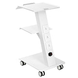 Lab Trolley, Rolling Lab Cart with Built-in Socket, 3-Layer Metal Mobile Trolley, Tray Rolling Clinic Cart with Swivel Wheels, 220 lbs Weight Capacity, for Lab, Clinic, Beauty and Salon