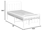 Metal Twin Bed Frame with Vintage Headboard and Footboard