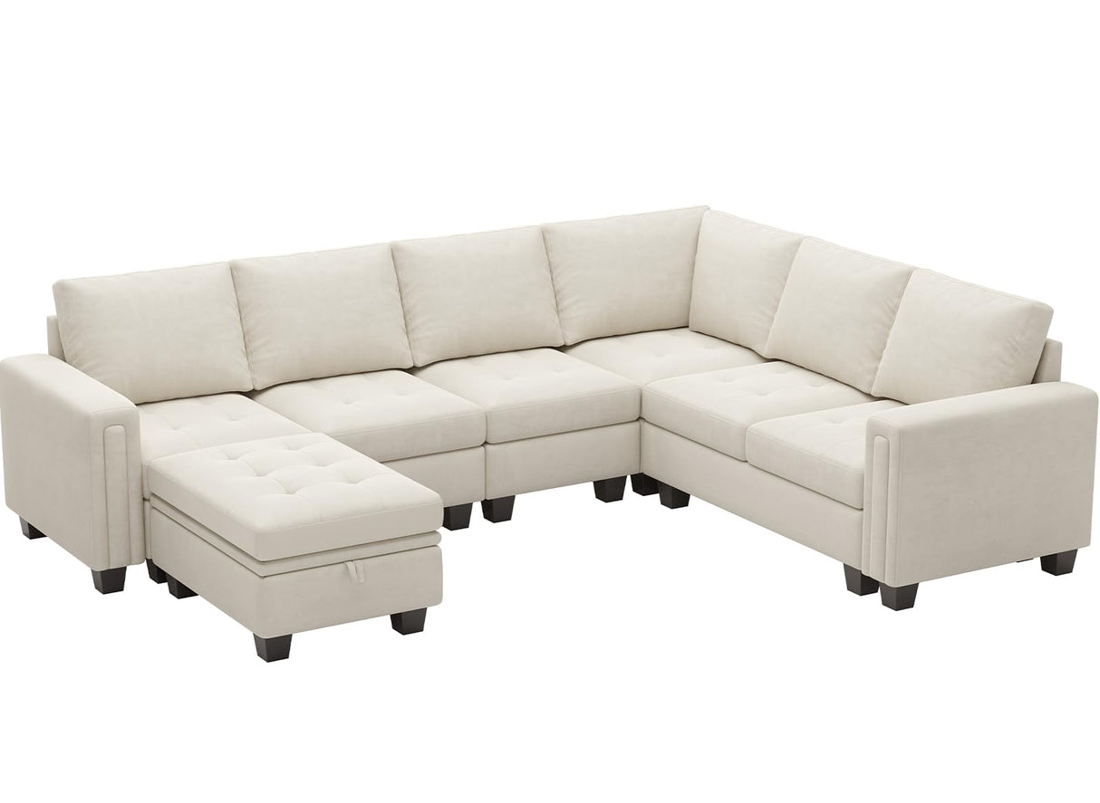 Modular Sectional Sofa Couch 7-Seater Convertible Sectional Sofa Velvet