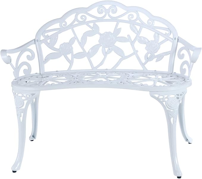 Patio Garden Bench Metal Park Bench Cast Aluminum Outdoor Furniture