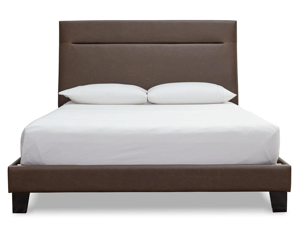 Adelloni Modern Upholstered Platform Bed with Adjustable Height Headboard,