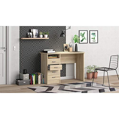 Warner Desk with 4 Drawers, Oak Structure