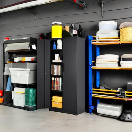 Metal Storage Cabinet, Steel Locking Storage Cabinet with 2 Magnetic Doors and 4