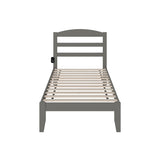 Wood Traditional Twin Bed with USB Charger in Gray