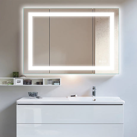 LED Vanity Bathroom Mirror 40"x 32" with Front and Backlit, Stepless Dimmable Double