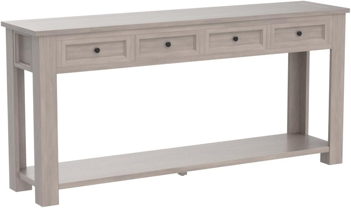63 Inch Wood Console Table Long Console Sofa Entryway Table with Drawer and Bottom Shlef