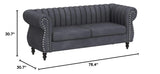 Container Furniture Direct Quinones Modern Chesterfield Channel Tufted Sofa with Nailhead Accents, 76.4", Grey