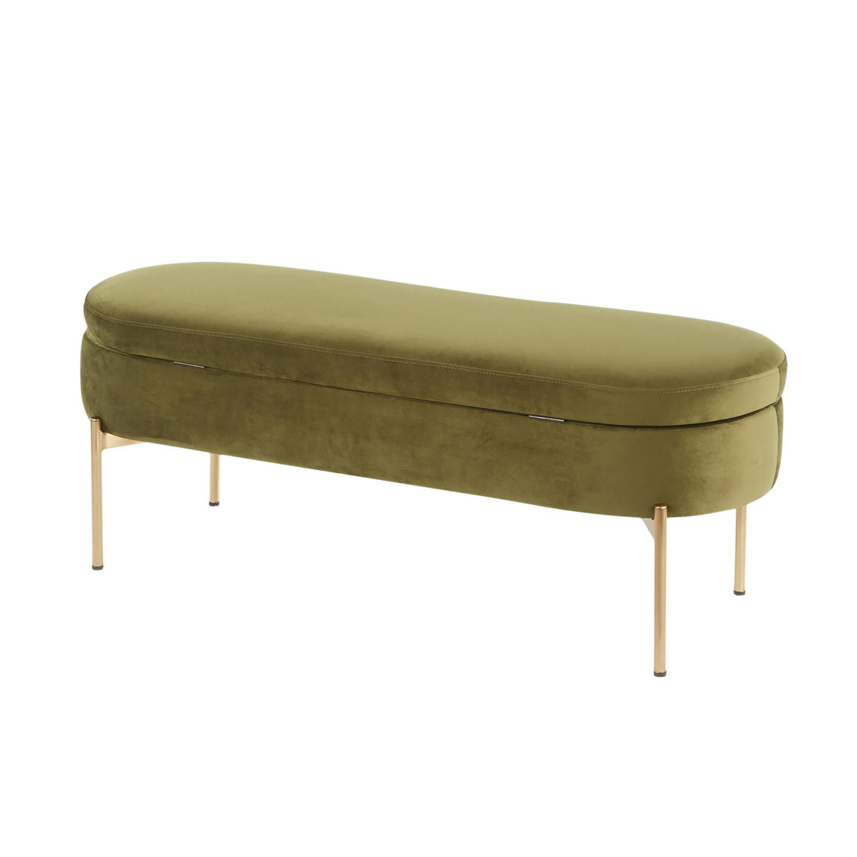 Chloe Storage Bench, Velvet Upholstered Storage Bench, Storage Bench for Entryway, Bedroom Bench with Storage (Green Velvet)