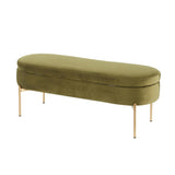 Chloe Storage Bench, Velvet Upholstered Storage Bench, Storage Bench for Entryway, Bedroom Bench with Storage (Green Velvet)