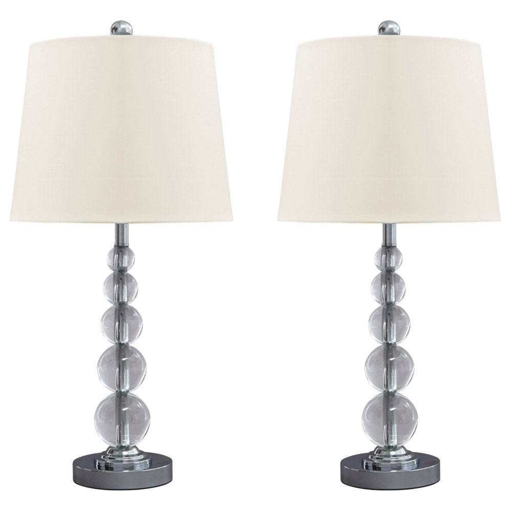 Joaquin 25.25" Crystal Table Lamp Set, 2 Count, Clear & Chrome Finish