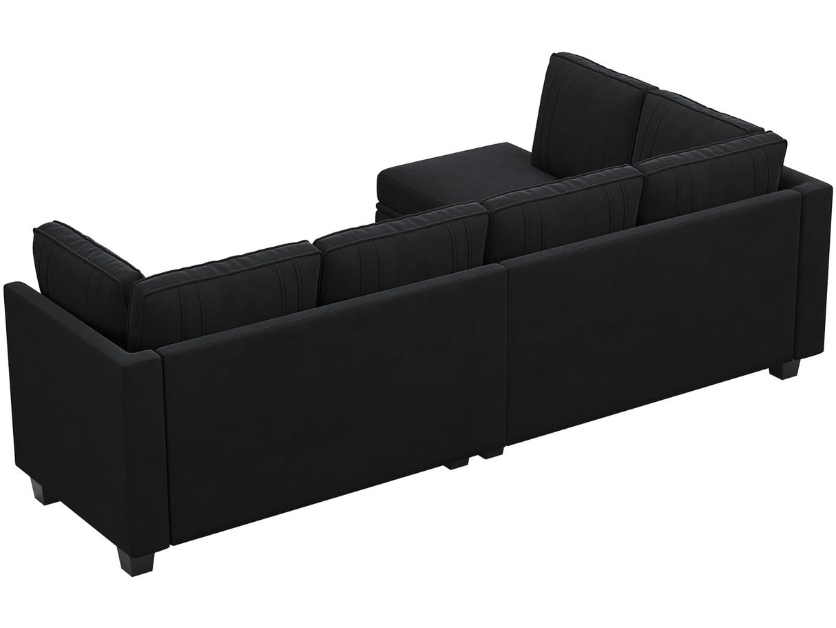 4 Seater Sectional Sofa with Reversible Chaise, Velvet L Shaped Sofa Sectional Couch