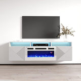 Giza WH-EF Floating Fireplace TV Stand for TVs up to 70", Modern High Gloss