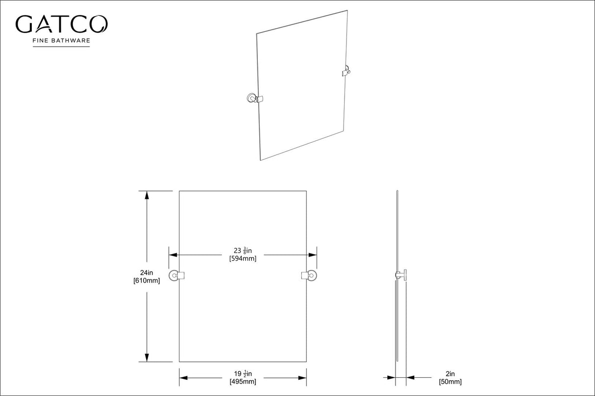 5559SM Sky Frameless Rectangle Mirror, Chrome