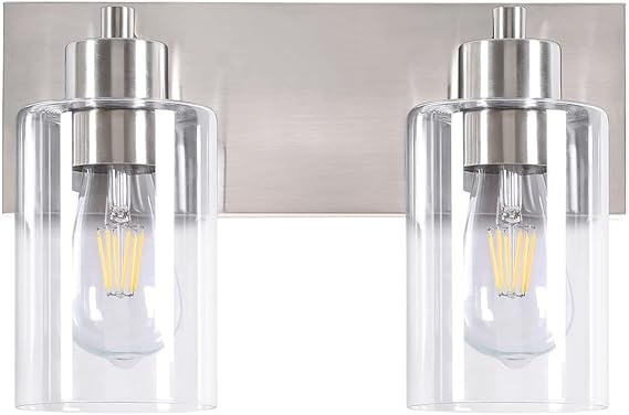 4-Light Bathroom Vanity Light Fixtures, Modern Bathroom Light Fixture with Clear Glass
